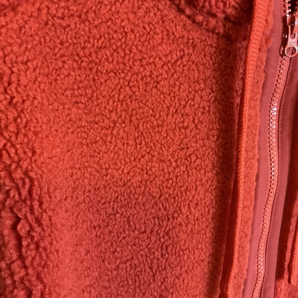 NWOT Original Use Fleece Zip Hoodie, Teddy Bear Style Size‎ Medium Orange Berry